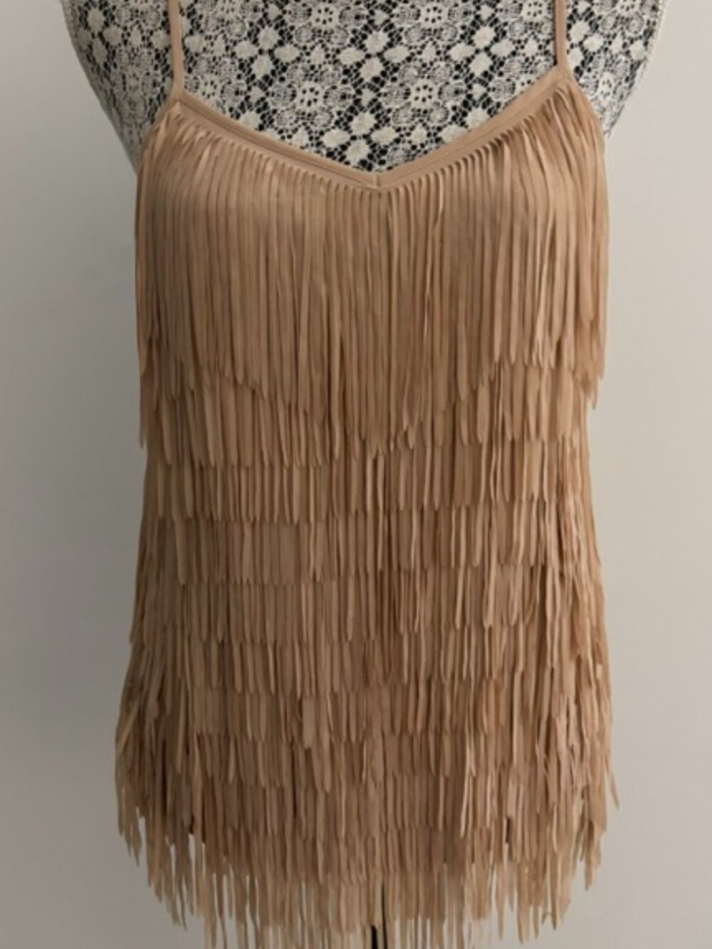 Tan/Blush Fringe Front Camisole - Small